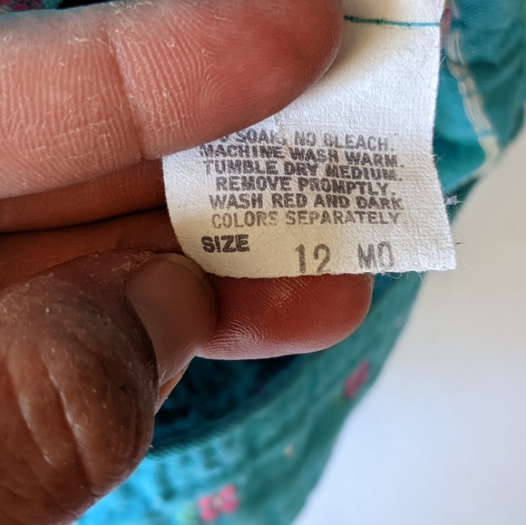 Vintage Oshkosh b'gosh Baby Overall romper Flower Cloth 12 months Made In USA - Picture 6 of 10